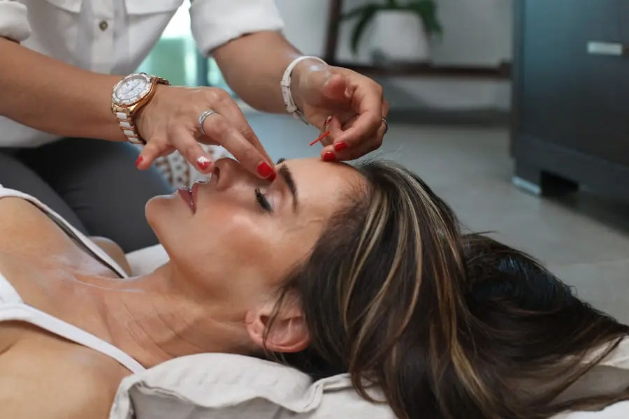 Client receiving a calm facial aesthetic treatment