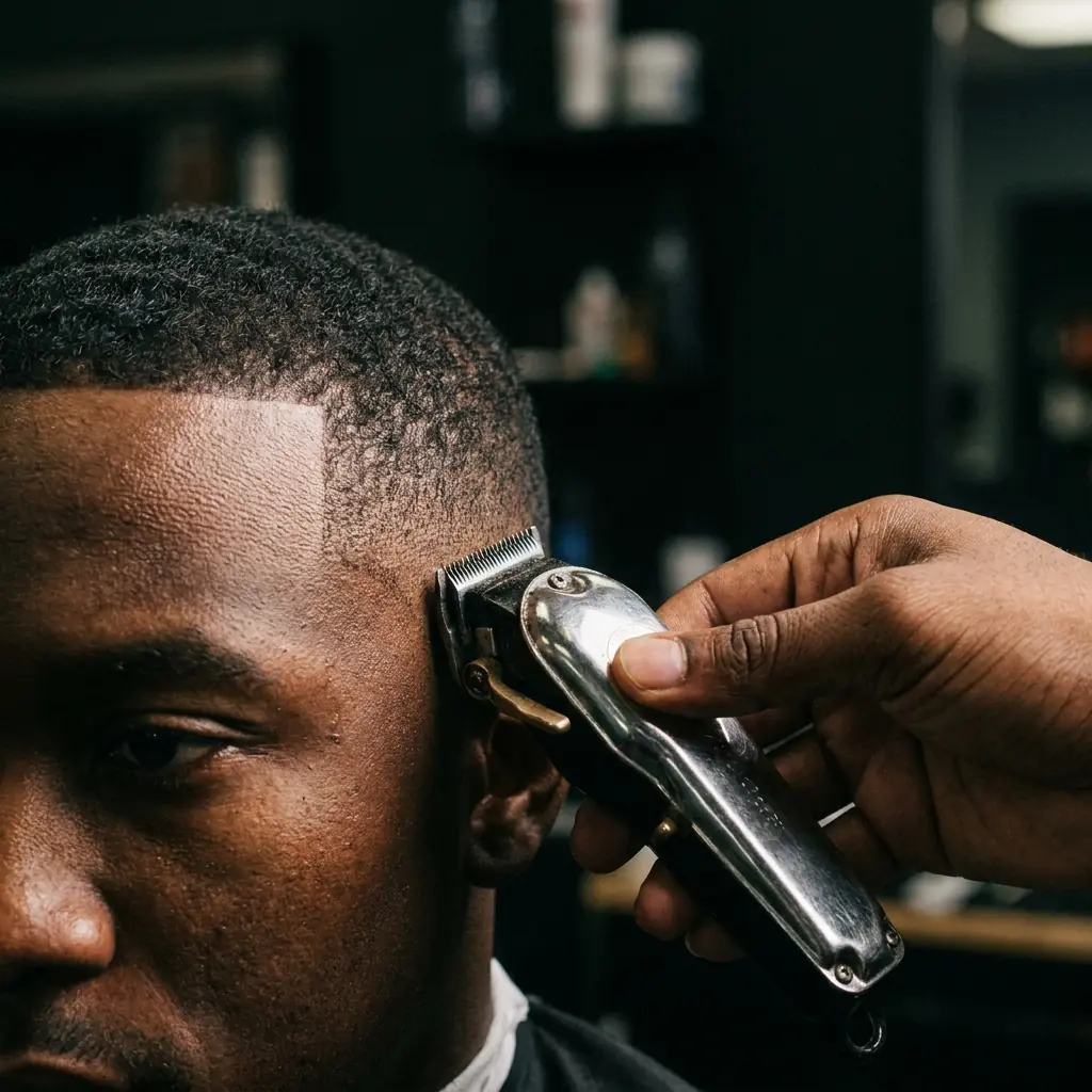 Clipper haircut in progress