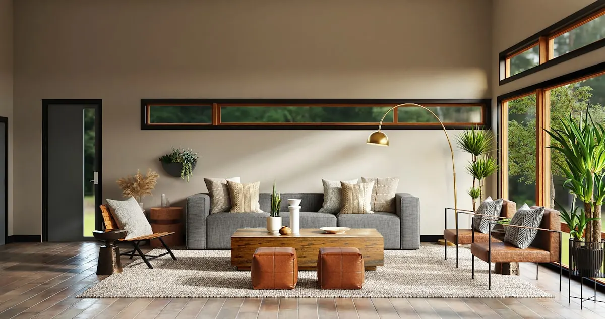 Fitted media wall and shelving in a warm living room