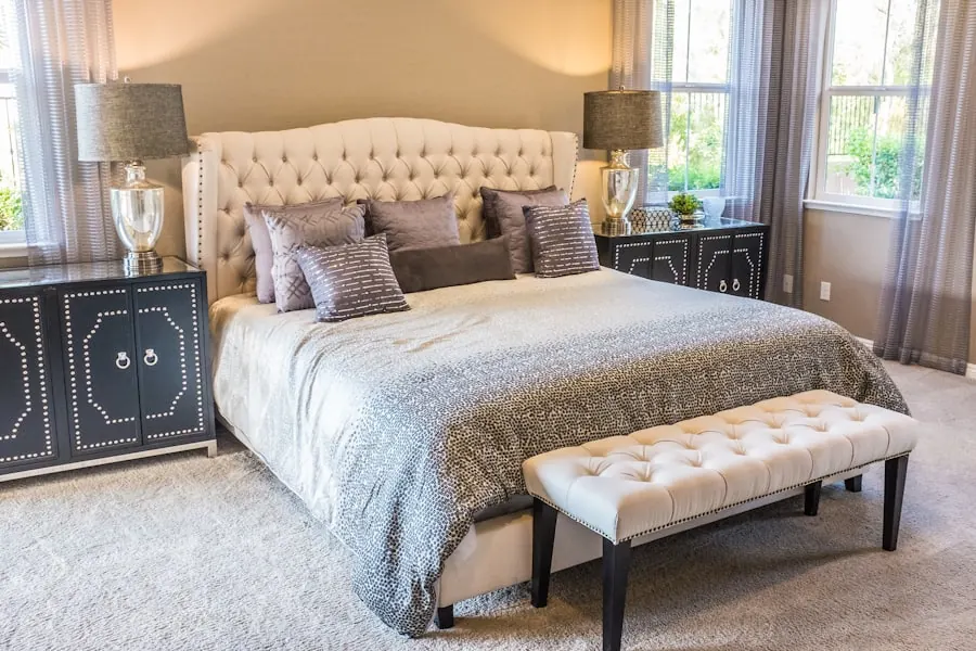 Calm bedroom with fitted storage