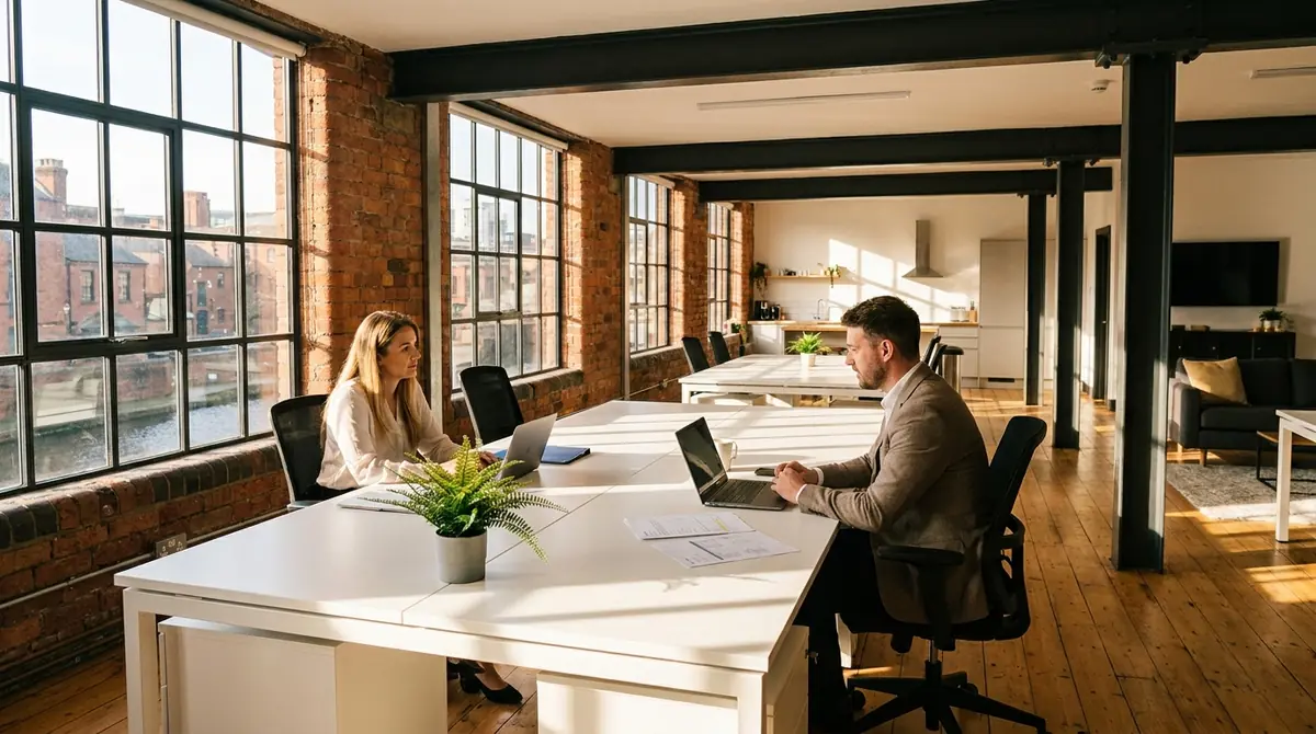 Professionals working in a modern accountancy office