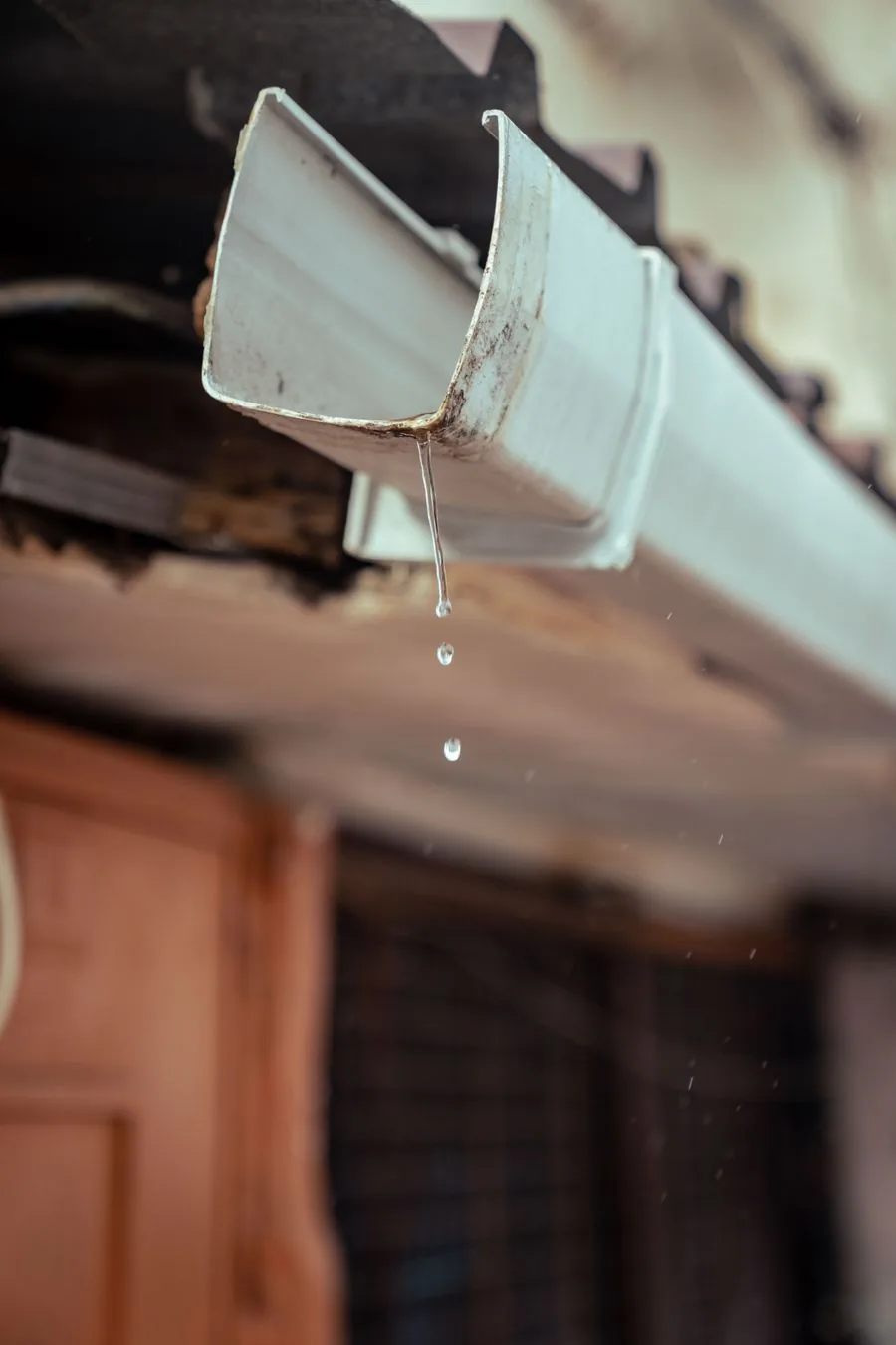 uPVC guttering carrying rainwater from a roof